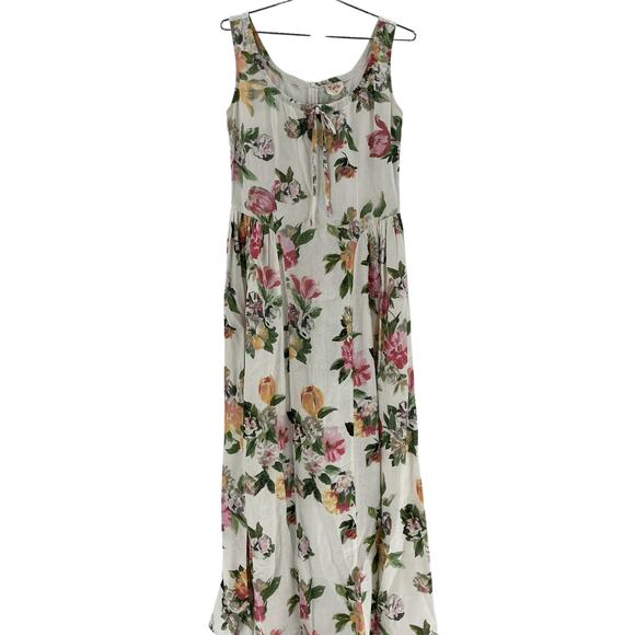 Tach Clothing 'Shisha' White Linen Floral Maxi Dress Size L - Picture 2 of 4